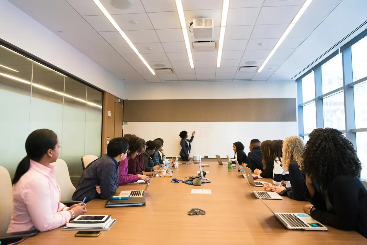 Event attendees networking in a professional setting