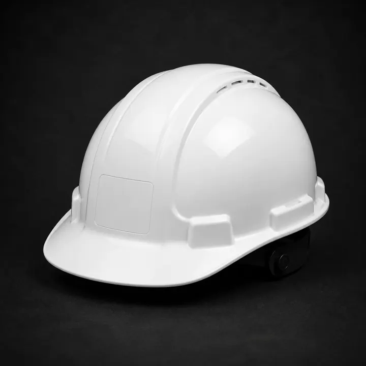 Clean white construction hard hat
